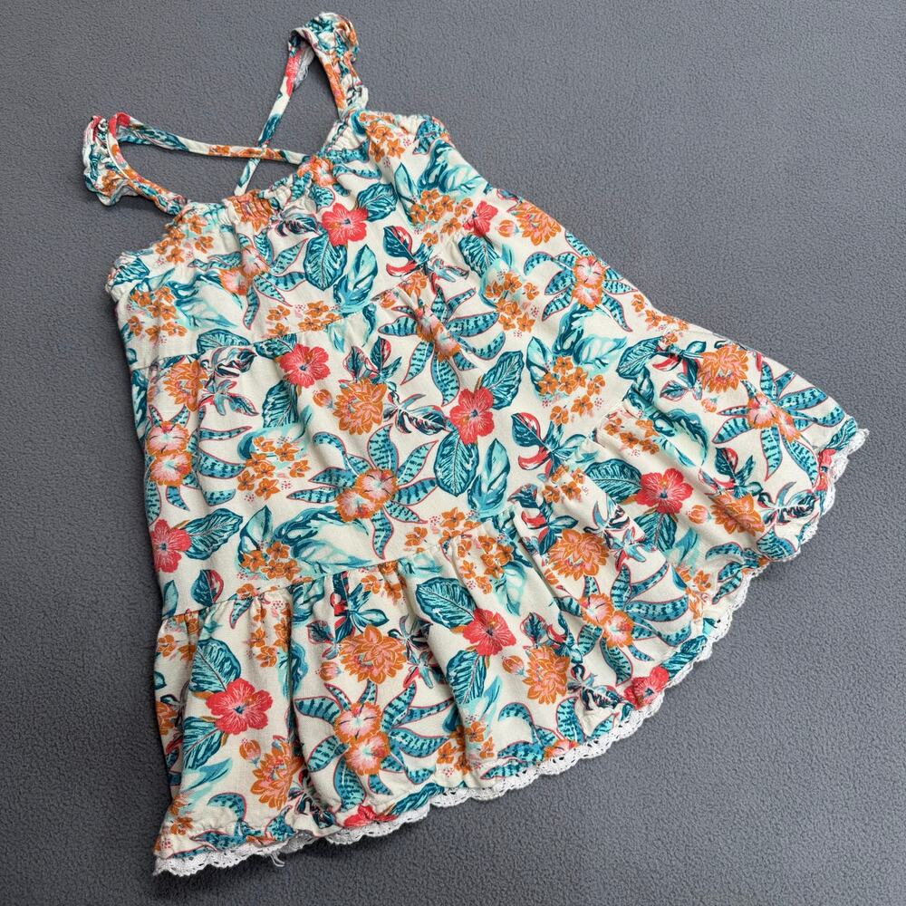 Tommy Bahama‎ Linen Blend Floral Sundress Girls 3T Lined Tiered Resort Wear